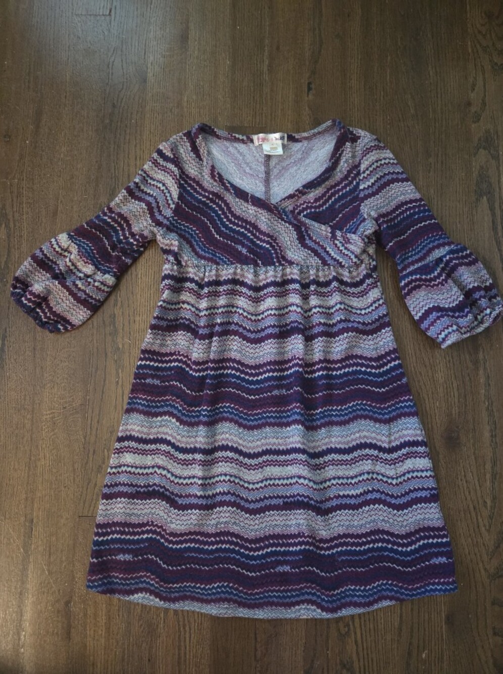 Girls 5 Purple & Gray Chevron Dress